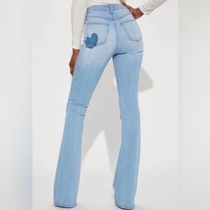 Altar'd State Light Blue flair Jeans with Heart Detail